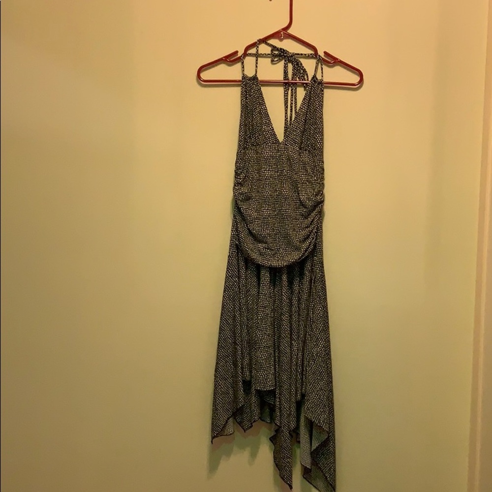 Sexy black and white halter dress